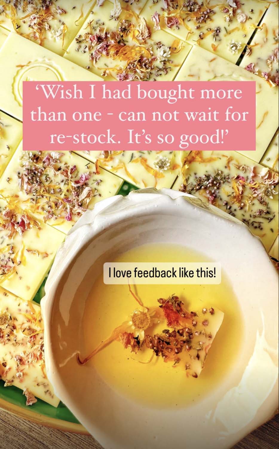 Wax Pop Citronella product, text expressing satisfaction with the product.